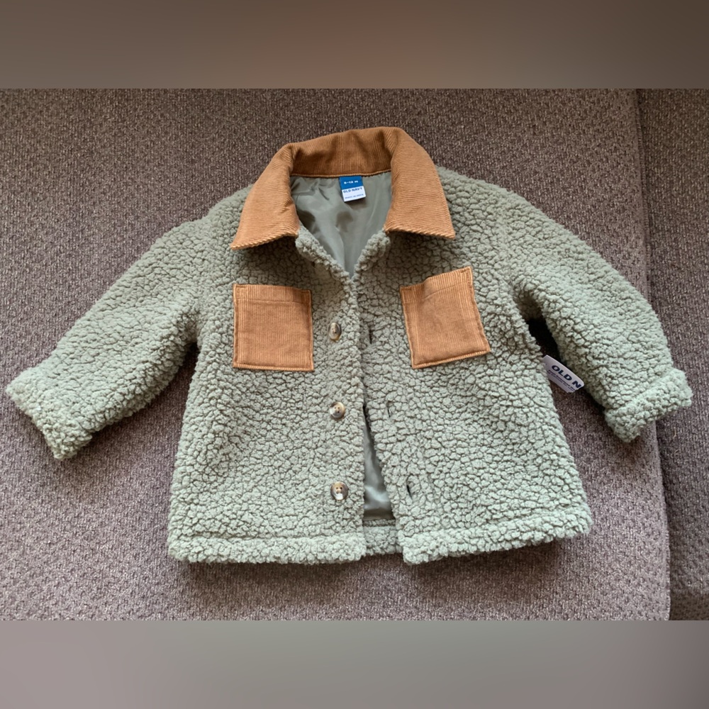 Old Navy Kids Olive and Tan Sherpa Jacket